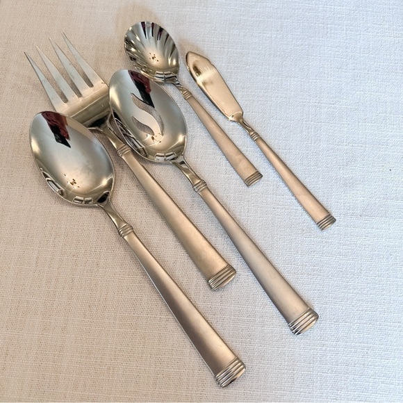 Wallace Napoli Frost 18/10 Stainless Flatware Serving Set Pieces Set of 5 - Picture 2 of 4